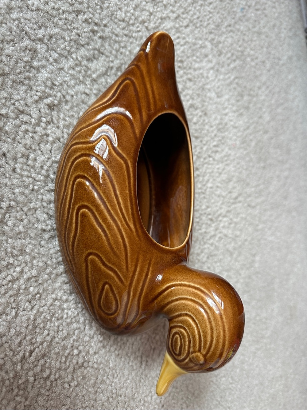 Vintage Brown Ceramic Bird Planter - Decorative Home Art